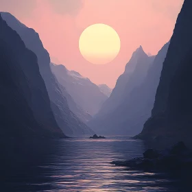Tranquil Sunset Mountain Landscape