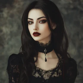 Mysterious Gothic Beauty in Elegant Attire