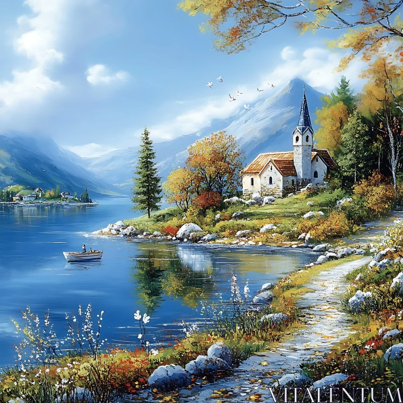 Idyllic Autumn Day by the Lake