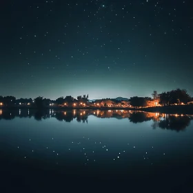 Starry Night Over Calm Lake