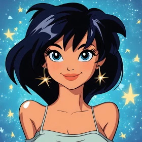 Anime Portrait of a Girl with Stars