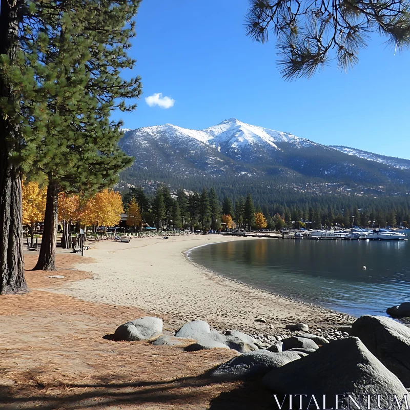 Tranquil Beach with Majestic Mountain View Tranquil Beach with Majestic Mountain View