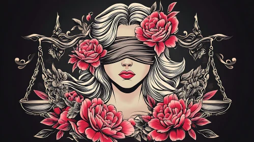 Floral Blindfolded Balance Art