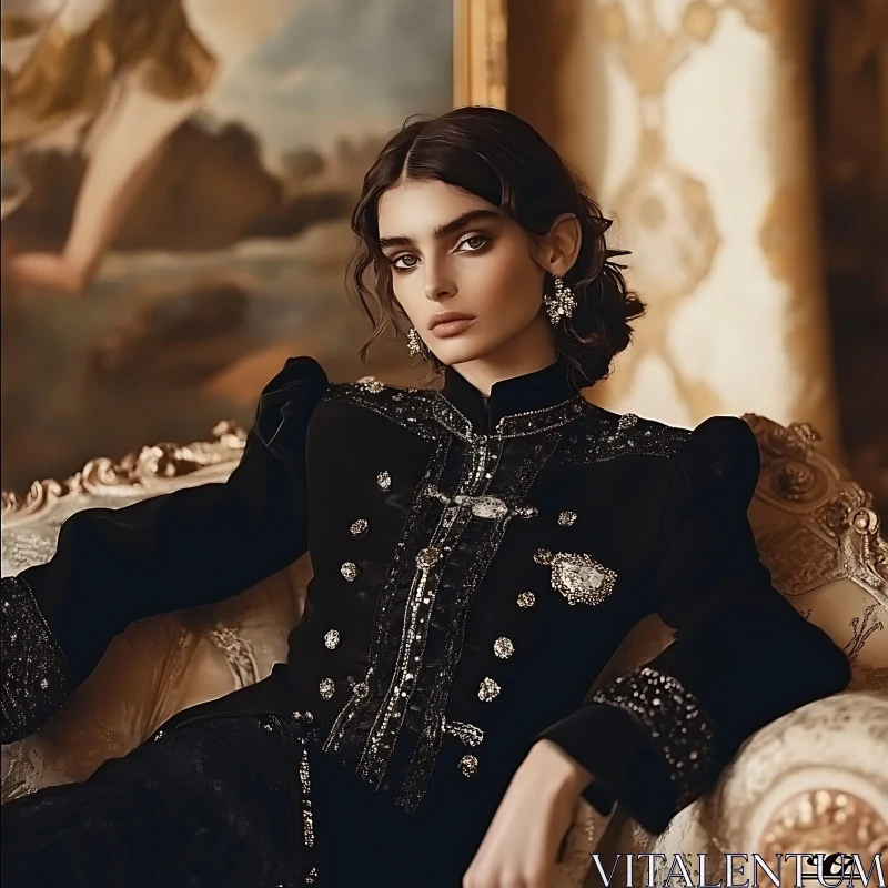 Vintage Fashion Portrait with Opulent Decor Vintage Fashion Portrait with Opulent Decor