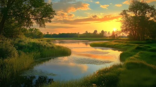 Serene Sunset by the Lake with Reflections