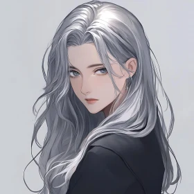 Mystical Anime Girl with Silver Hair