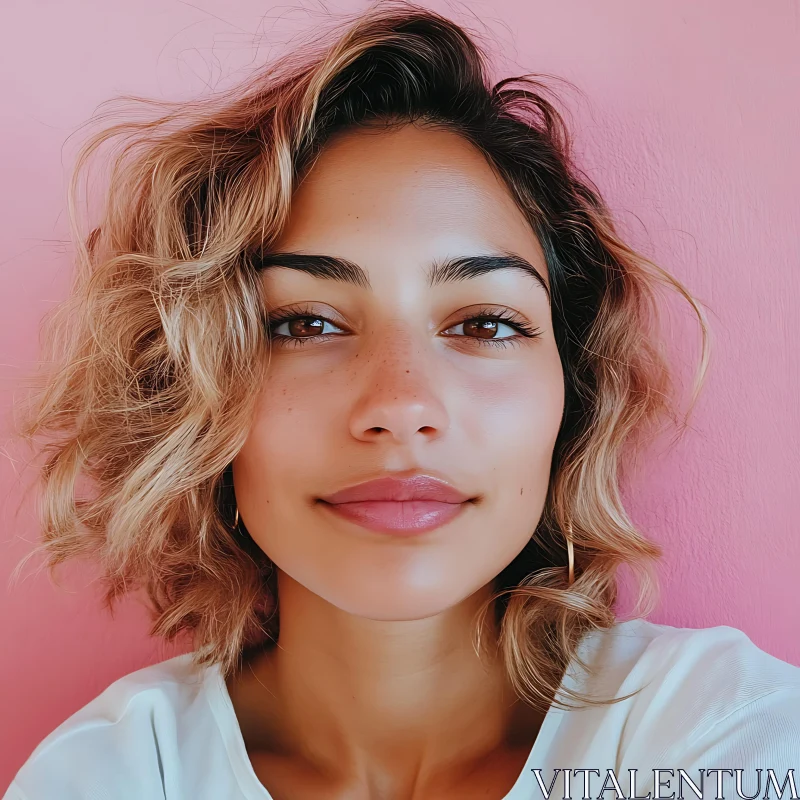 Serene Woman Portrait with Natural Look AI Image