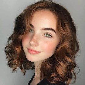 Natural Beauty with Freckles and Wavy Hair