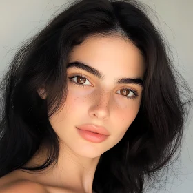 Freckled Woman With Expressive Brown Eyes