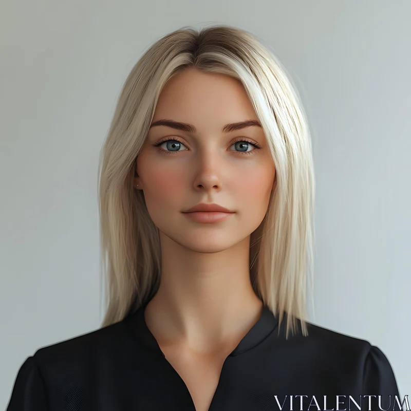 Blonde Woman with Serene Gaze AI Image