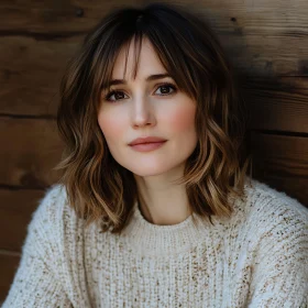 Contemplative Woman Portrait in Cozy Sweater