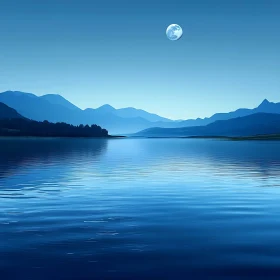 Tranquil Moonlit Lake at Night