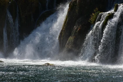 Waterfall Splendor on Rock Face