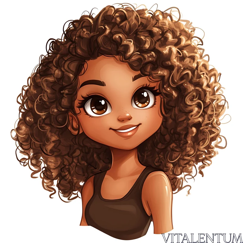 Anime Girl with Curly Hair and Warm Smile AI Image