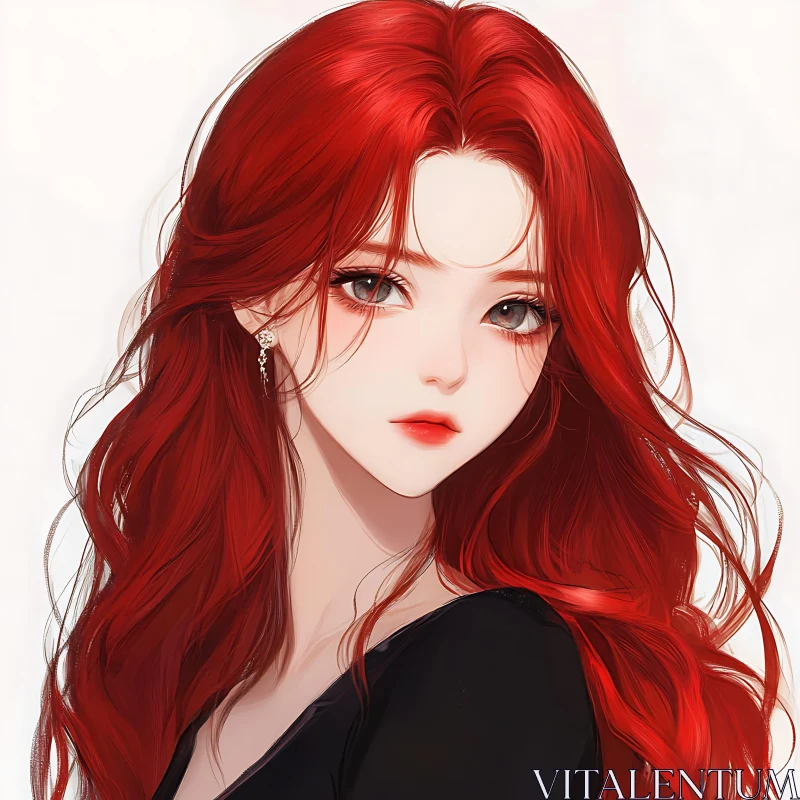 AI ART Elegant Red-Haired Woman - Digital Portrait