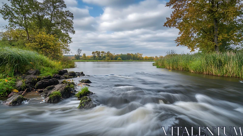 AI ART Tranquil River Scene with Natural Beauty