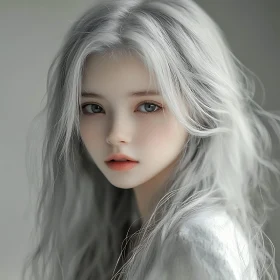 Ethereal Beauty with Silver Hair