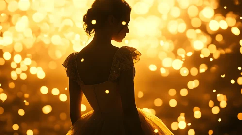 Mystical Bokeh-Enveloped Woman Silhouette