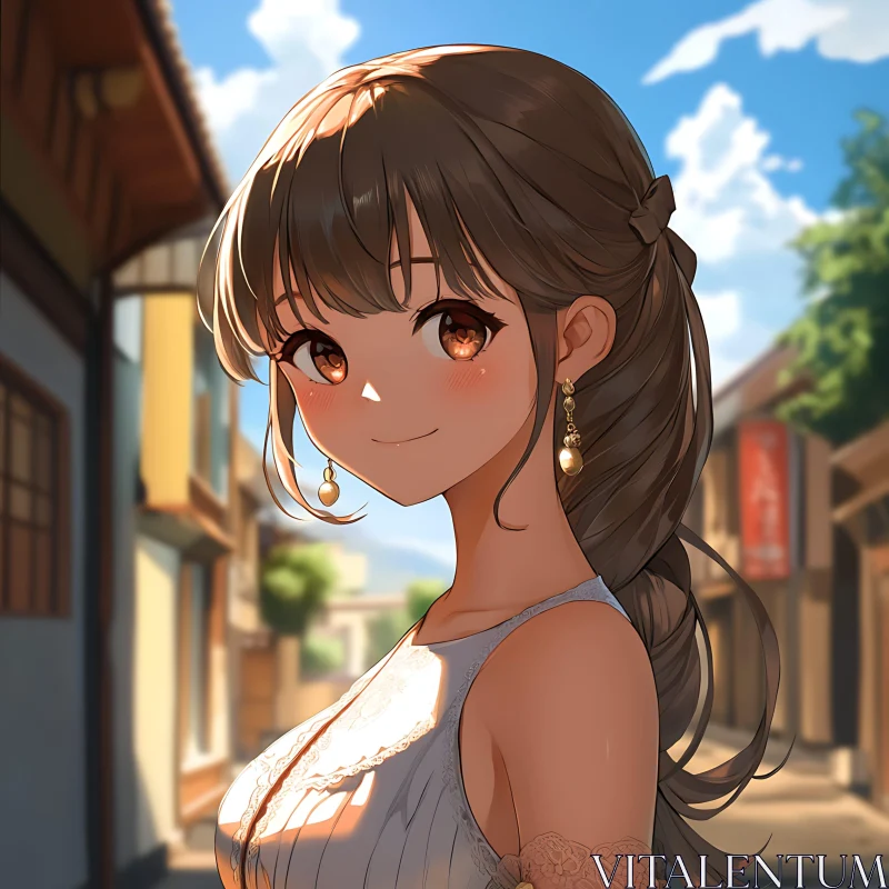 Charming Anime Girl in Daylight AI Image