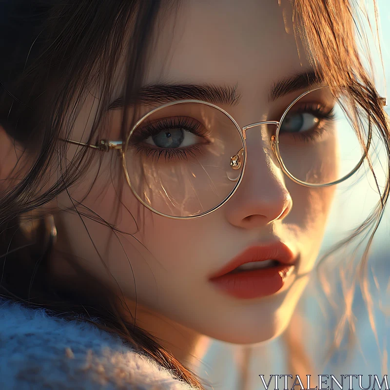 AI ART Artistic Close-Up of Woman Wearing Glasses