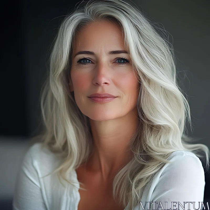 Gray-Haired Woman's Confident Expression AI Image