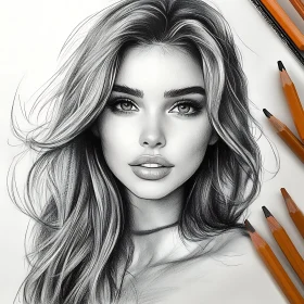 Detailed Realistic Woman's Portrait Sketch