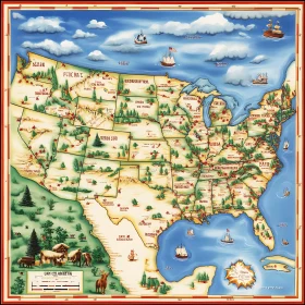 Charming Historic Cartography of USA