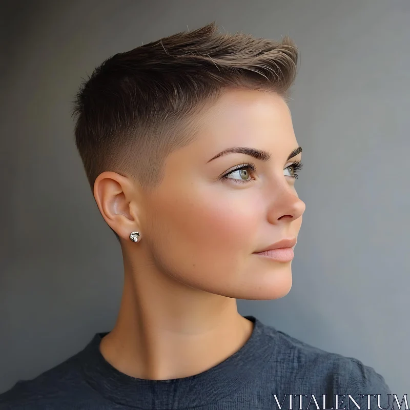 Profile View of Woman with Short Hair and Smooth Complexion AI Image