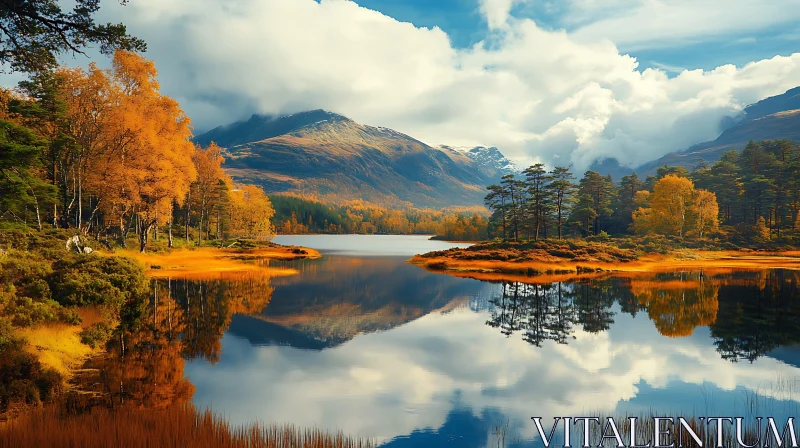 Autumn Tranquility by the Lake AI Image