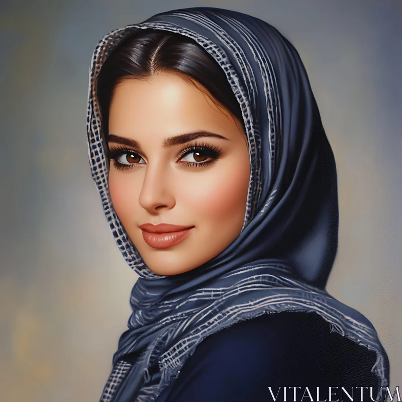 Elegant Woman Portrait with Smile in Hijab AI Image