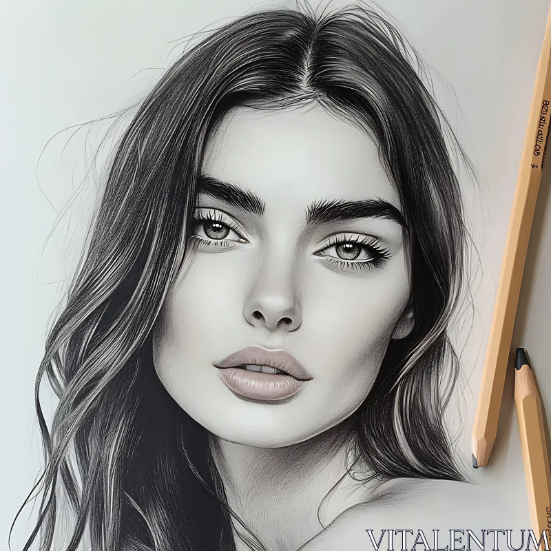 Hyper-Realistic Portrait Sketch of a Woman AI Image