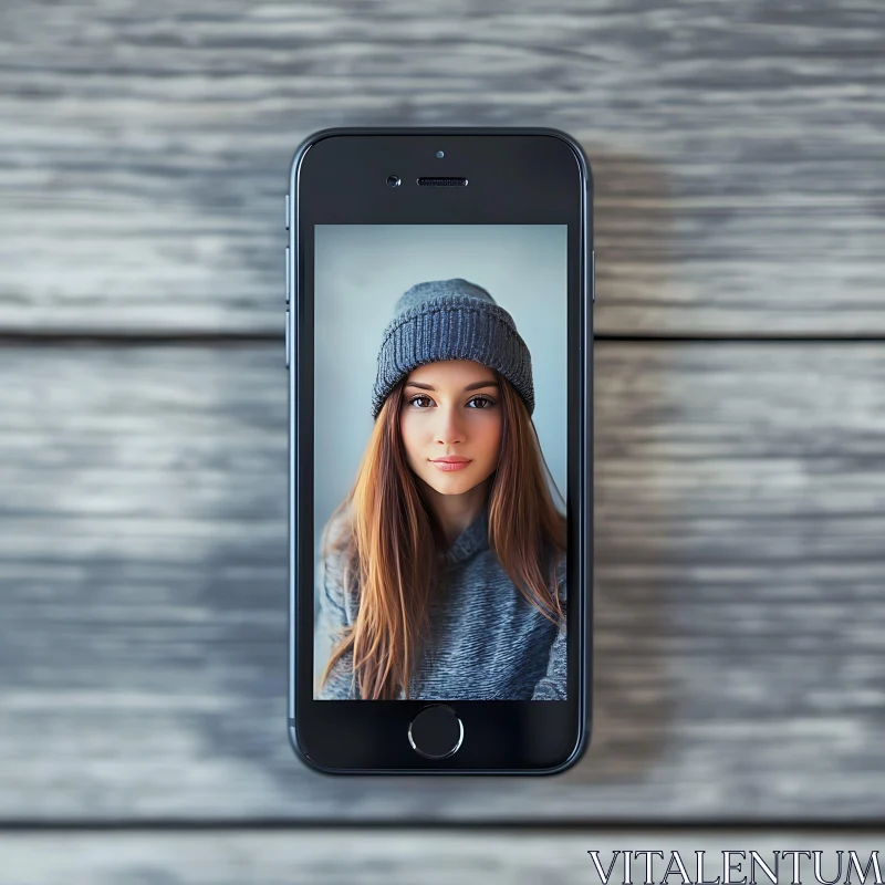 Modern Portrait Display on Smartphone AI Image