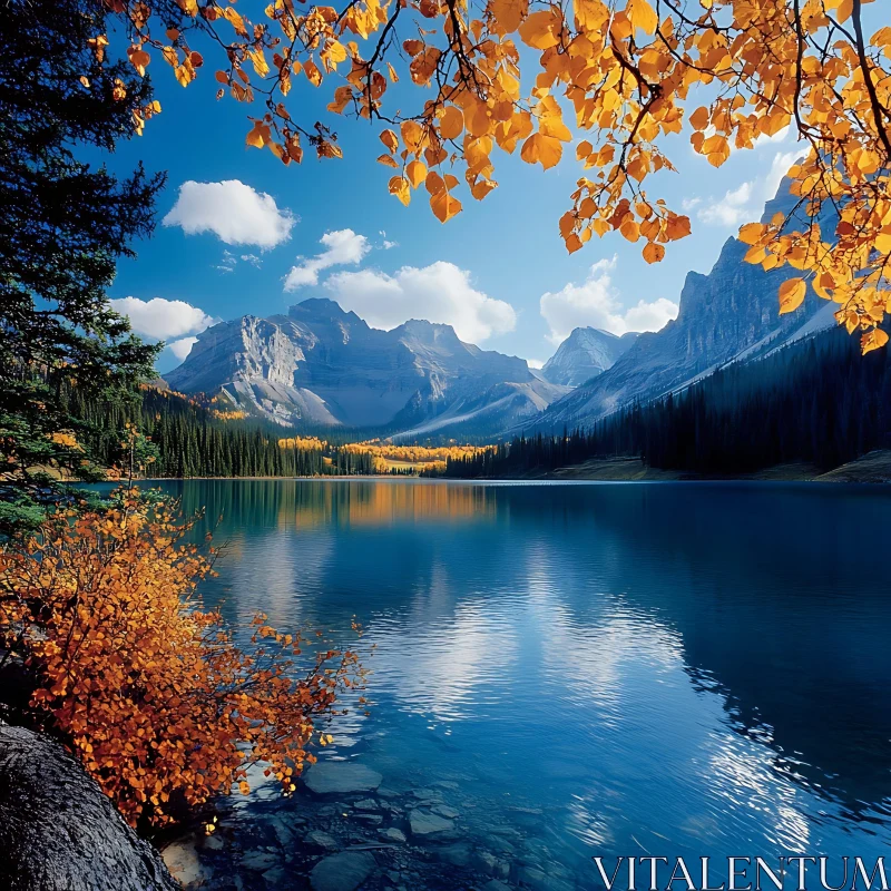 Majestic Mountain Landscape with Autumn Colors AI Image