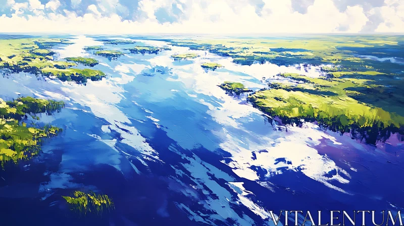 Serene Reflective Waterscape AI Image