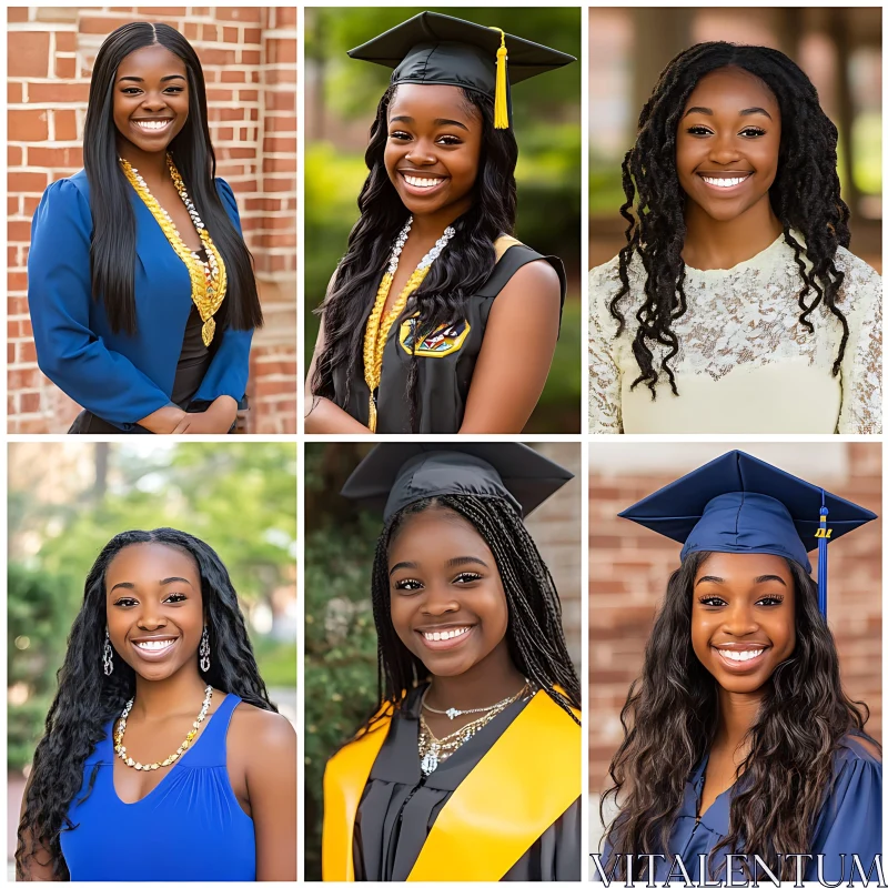 Young Women's Graduation Portrait Collage AI Image