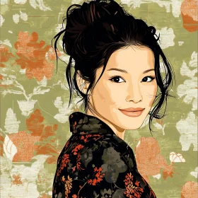 Artistic Portrait of a Woman with Floral Motif