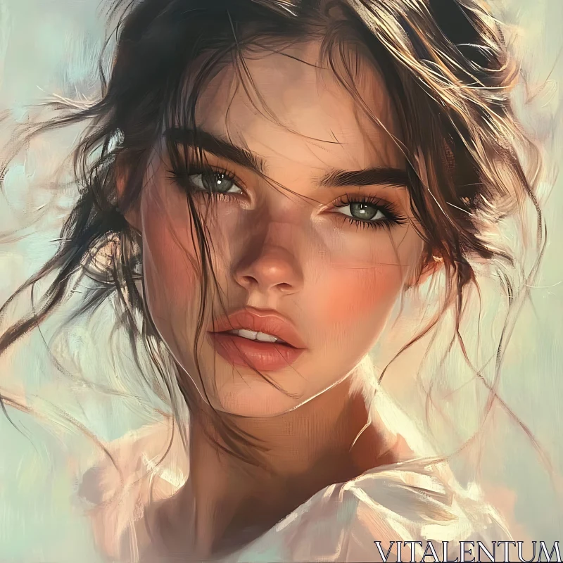 Serene Portrait of a Captivating Woman AI Image