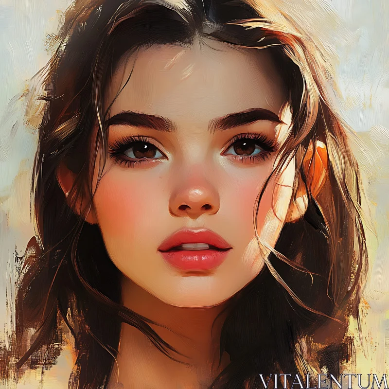 Detailed Woman Portrait in Painterly Style AI Image