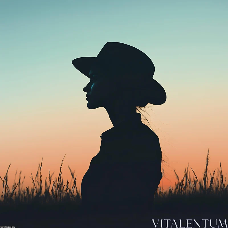 Silhouette of a Hat-Wearing Woman during Sunset Silhouette of a Hat-Wearing Woman during Sunset