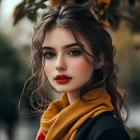 Portrait of a Woman in Autumn Scarf