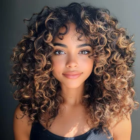 Young Woman with Beautiful Curly Hair Portrait