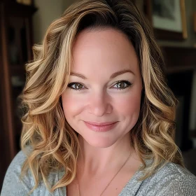 Smiling Blonde Woman Portrait Indoors