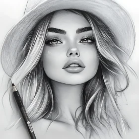 Realistic Woman Portrait Sketch in Pencil
