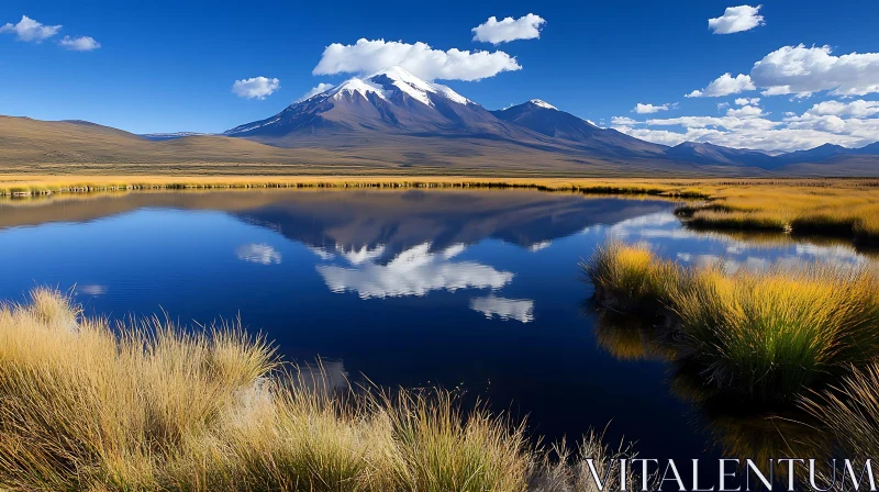 Tranquil Landscape with Snow-Capped Mountain Reflection Tranquil Landscape with Snow-Capped Mountain Reflection