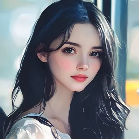 Elegant Young Woman Digital Portrait