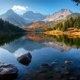 Autumn Reflection in a Mountain Lake