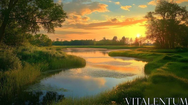 Serene Sunset by the Lake with Reflections Serene Sunset by the Lake with Reflections