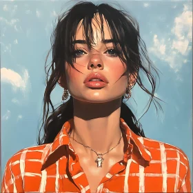 Confident Woman in Checkered Shirt