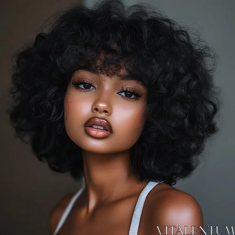Woman with Voluminous Curly Hair and Glossy Lips Woman with Voluminous Curly Hair and Glossy Lips