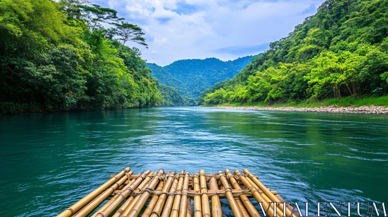 Tranquil River Journey in a Bamboo Raft Tranquil River Journey in a Bamboo Raft